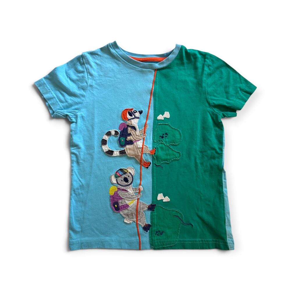 Mini Boden lemur & koala mountain climbing appliqué tee